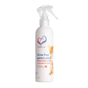 Soluție Urine Free Topcare pentru pisici – îndepărtează petele și mirosul de urină, biodegradabilă, cu bio-enzime active, 250 ml