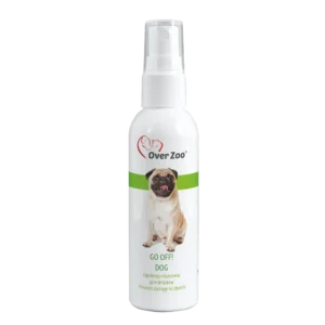 Spray Go Off Dog – spray repelent cu aromă de mentă pentru câini, previne zgârierea și marcarea obiectelor, utilizabil interior și exterior.