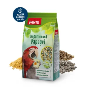 PANTO hrană completă pentru papagali – amestec premium de semințe cu Pluramin®, vitamine și minerale pentru penaj sănătos și energie zilnică