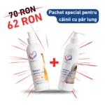 Pachet șampon și balsam pentru câini cu păr lung, cu proteine cașmir și avocado