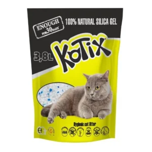 Așternut igienic Kotix Normal pentru pisici, silicat 3,8L – 1,52kg, neutralizează mirosurile și absoarbe umezeala