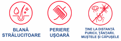 Beneficii: blană strălucitoare, periere ușoară și protecție contra puricilor, țânțarilor și căpușelor
